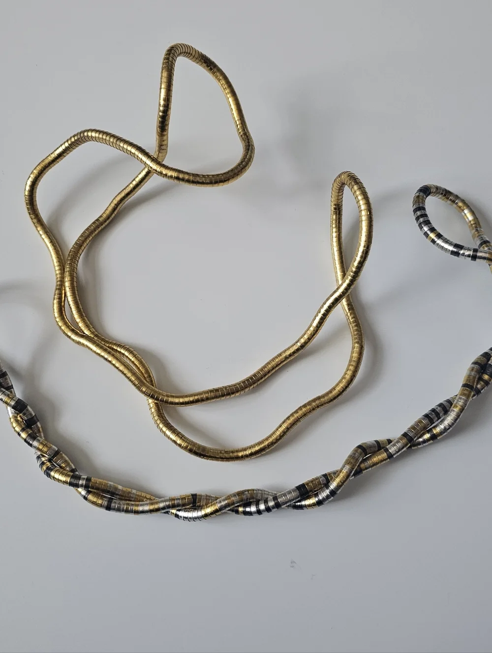 Da Vinci Moldable Bendable Sculptural Tri-Metal Snake Necklace Bracelet Set Of 2 - Picture 2 of 6
